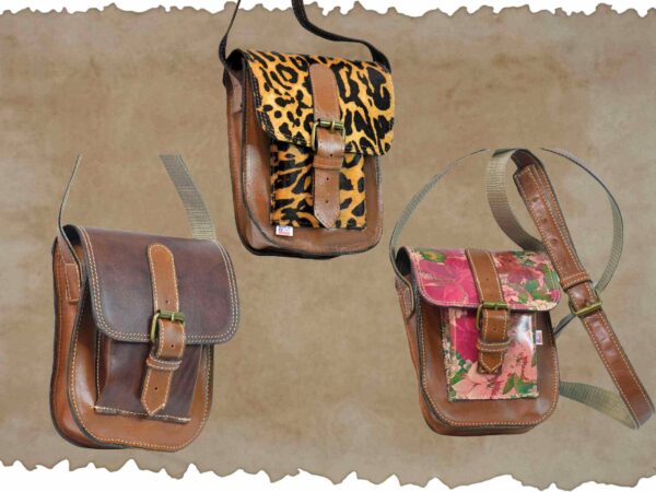 Morral pequeño de cuero  de vacuno