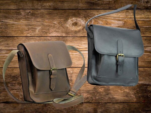 Morral mediano de cuero chileno